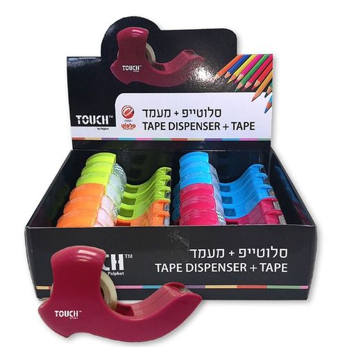 מתקן סלוטייפ במגוון צבעים עם גליל דבק של טאץ' 