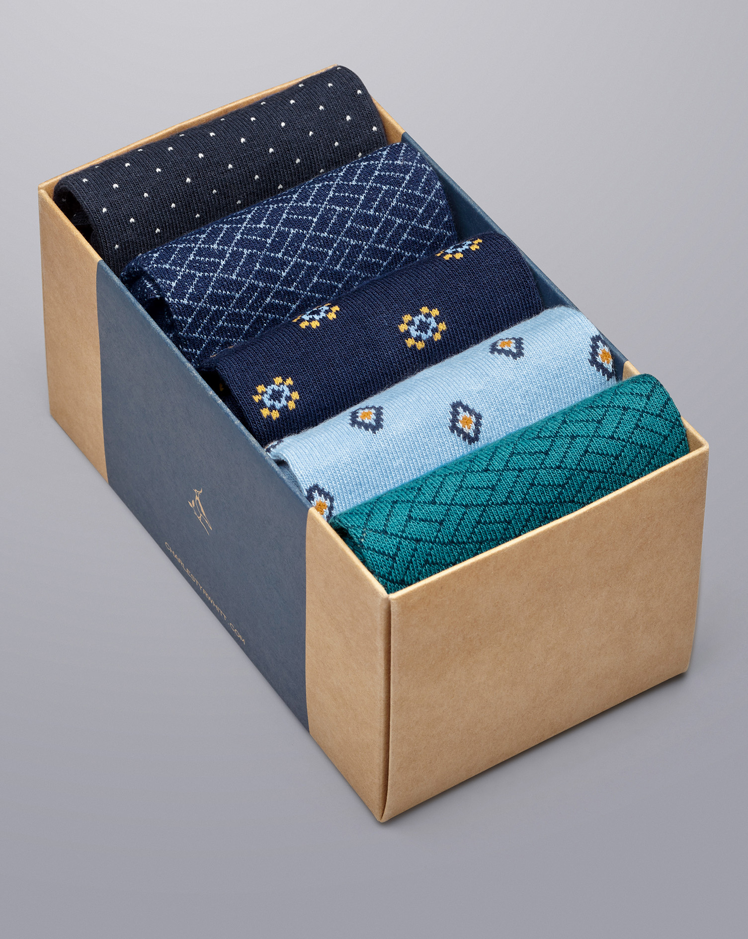 מארז 5 גרביים Blue multi 5 sock gift box