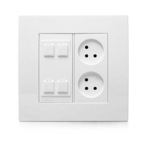 עמדת  HOME & OFFICE תחת הטיח 4 מודול, 2 שקעים ומתאם קיסטון Nisko 
