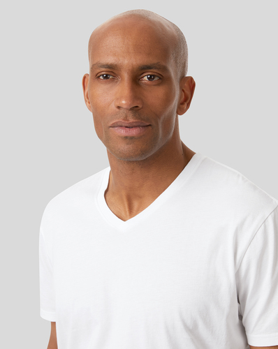 חבילה של 2 גופיות כותנה - White 2 pack v-neck cotton t-shirt