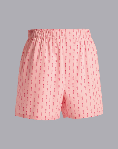  תחתוני בוקסר - Pink seahorse woven boxers