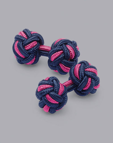 חפתים מבד - Indigo blue and bright pink cuff knot