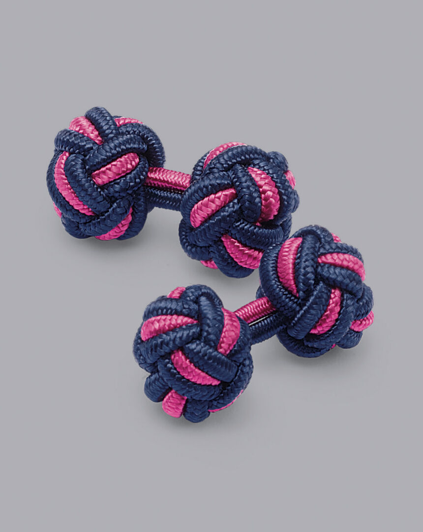 חפתים מבד - Indigo blue and bright pink cuff knot