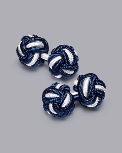 חפתים מבד - Indigo blue and white  cuff knot