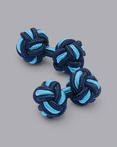 חפתים מבד - Indigo blue and light blue cuff knot