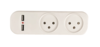 מפצל חשמל 2 מקומות עם חיבור USB