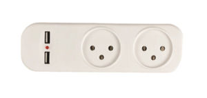 מפצל חשמל 2 מקומות עם חיבור USB ACTEC