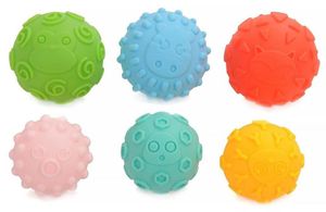 6 כדורי תחושות / עיסוי במגוון צבעים וטקסטורות