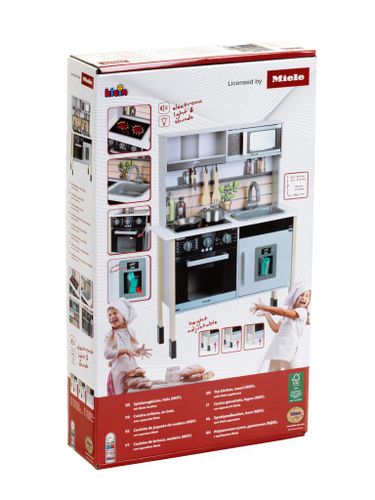 מטבח מעץ לילדים Miele עם מקרר, מתקן קרח, תנור, מיקרו ואורות וצלילים + 6 אביזרים