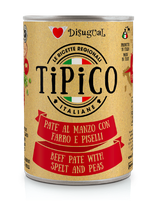 Disugual Tipico מזון רטוב בשימורים לכלבים פטה בקר,כוסמין ואפונה 400 גרם
