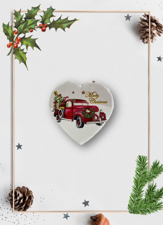 מגנט קטן בצורת לב - Christmas car 