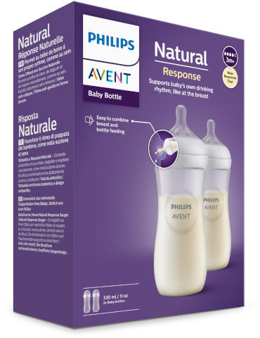 2 בקבוקי האכלה 330 מ''ל Avent Natural Response - צבע שקוף