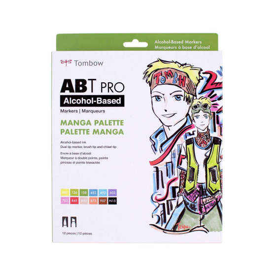 סט 12 טושים אלכוהוליים ABT PRO - מנגה