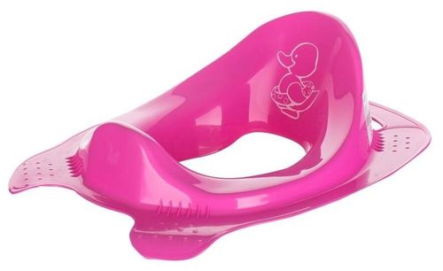 מקטין אסלה אנטומי עם מגן מונע התזה וגומי מונע החלקה - ברווז ורוד