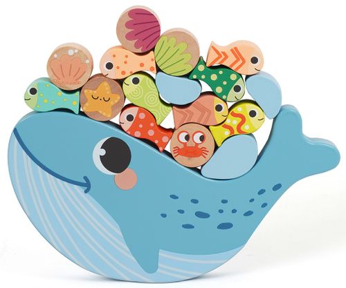 משחק איזון לוויתן 21 חלקים מעץ מלא