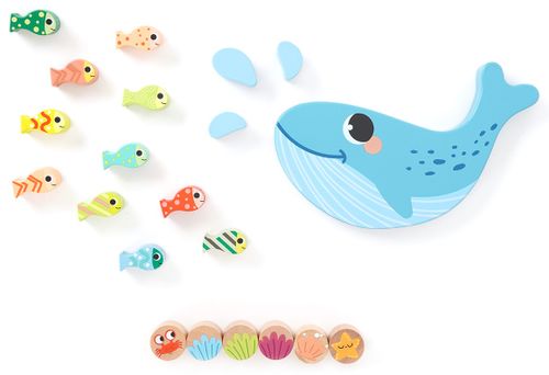 משחק איזון לוויתן 21 חלקים מעץ מלא