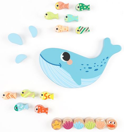 משחק איזון לוויתן 21 חלקים מעץ מלא