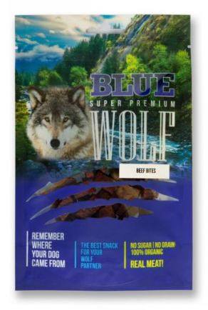BLUE WOLF חטיף פרימיום לכלב – נגיסוני בקר 80 גרם, מבצע 10 ב-100 ש
