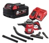 שואב אבק נטען 18V כולל סוללה 5AH דגם Milwaukee M18 CV