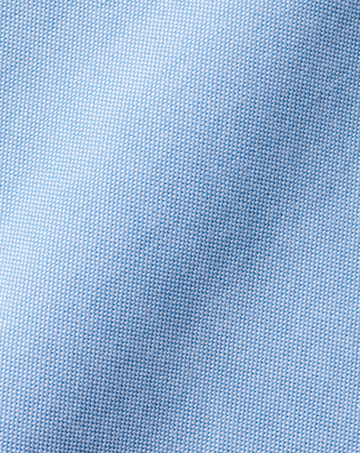 חולצת אוקספורד כחולה שרוול קצר גזרה קלאסיק - Sky blue plain cf short sleeve button-down washed Oxford shirt
