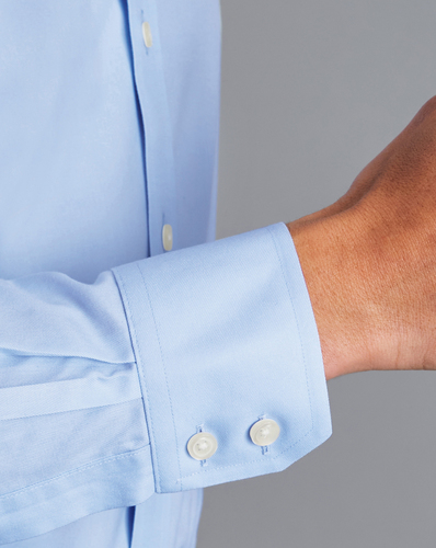 חולצה כחולה גזרת קלאסיק  - Sky blue non-iron twill cutaway classic fit shirt