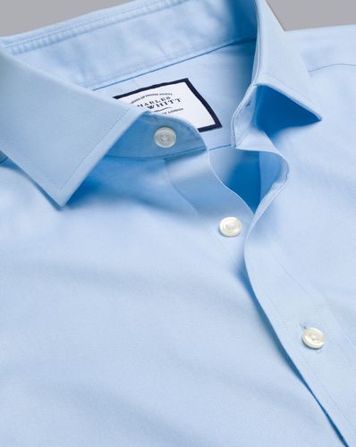 חולצה כחולה גזרת סלים  - Sky blue non-iron twill cutaway slim fit shirt