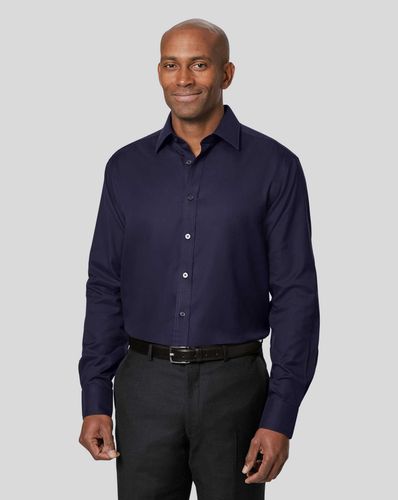 חולצה כחולה כהה גזרת סלים  - Navy non-iron twill slim fit shirt
