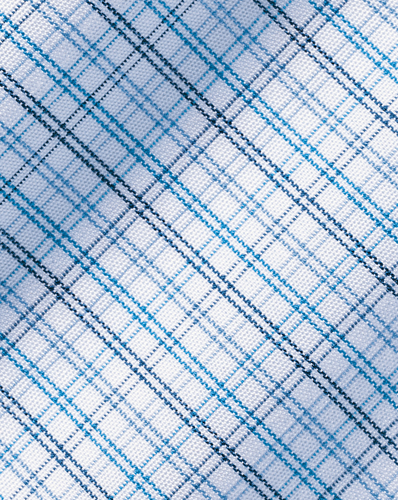 חולצה כחולה גזרת קלאסיק  -Ocean blue non-iron fine line check cutaway classic fit shirt