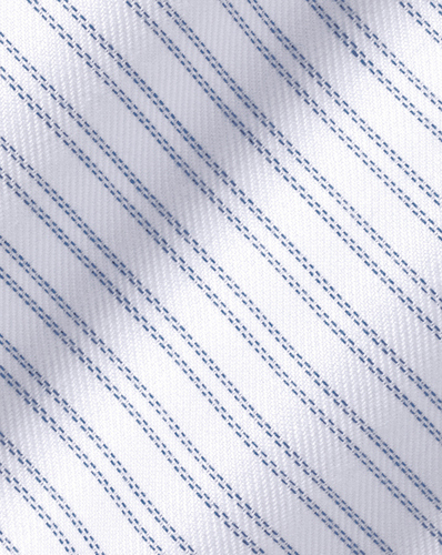 חולצה כחולה  גזרת קלאסיק  -Royal blue non-iron double stripe cutaway classic fit shirt