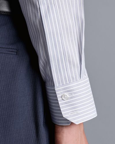 חולצה כחולה  גזרת אקסטרה סלים  -Royal blue non-iron double stripe cutaway extra slim fit shirt