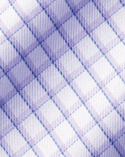 חולצה גזרת סלים  -Lilac purple two colour check non-iron slim fit shirt