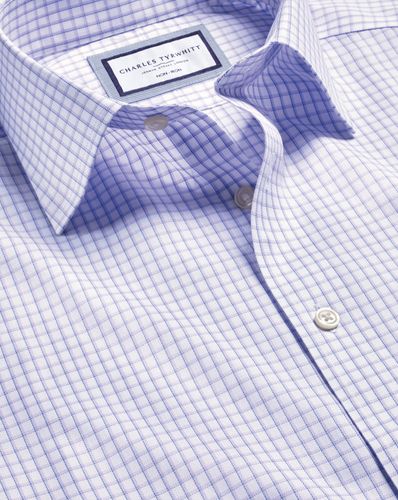 חולצה גזרת אקסטרה סלים  -Lilac purple two colour check non-iron extra slim fit shirt