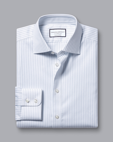 חולצה כותנה מצרית גזרת קלאסיק  Royal blue Egyptian cotton shadow stripe classic fit shirt