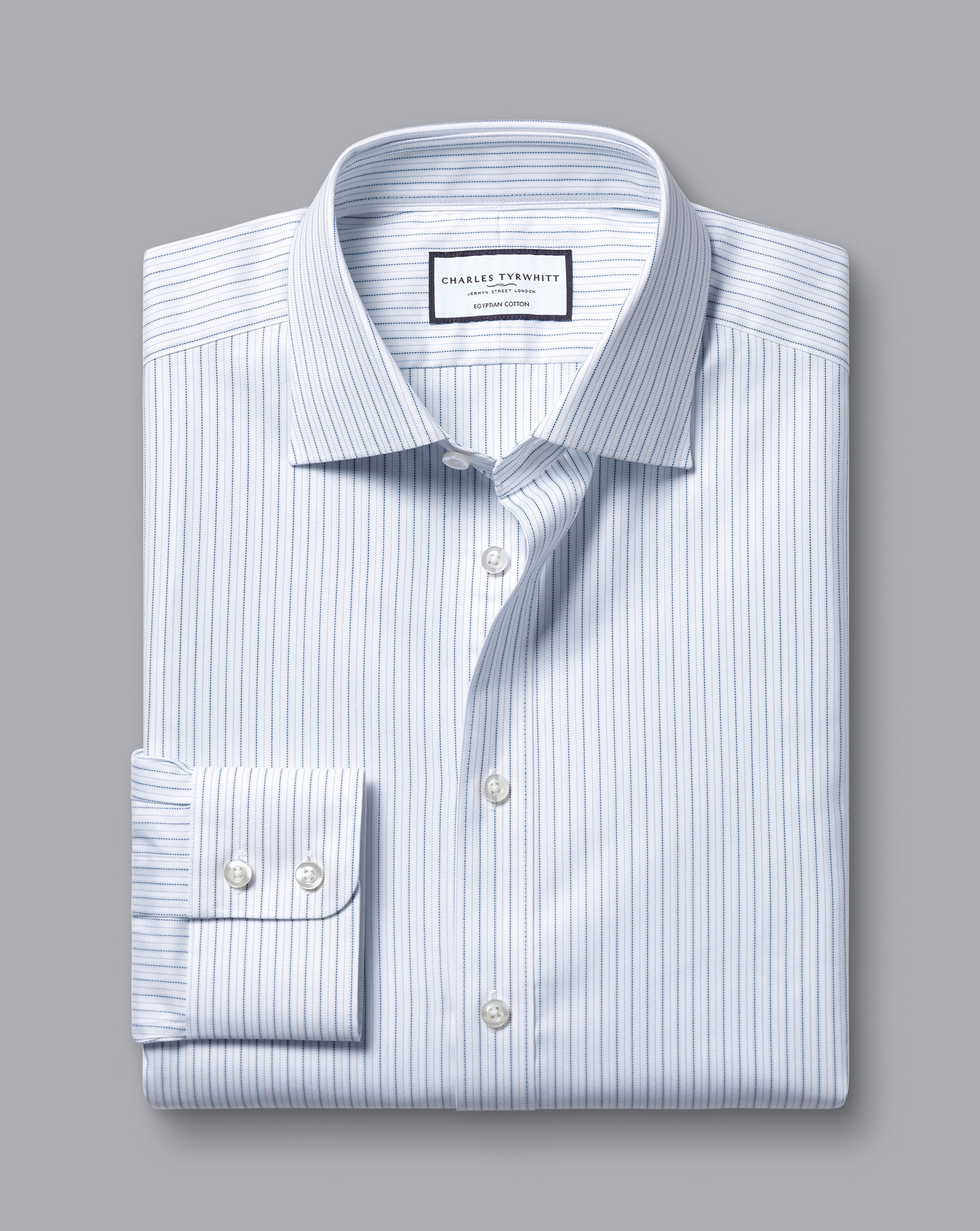 חולצה כותנה מצרית גזרת קלאסיק  Royal blue Egyptian cotton shadow stripe classic fit shirt