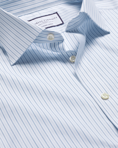 חולצה כותנה מצרית גזרת קלאסיק  Royal blue Egyptian cotton shadow stripe classic fit shirt