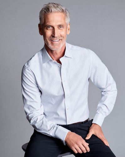 חולצה כותנה מצרית גזרת אקסטרה סלים  Royal blue Egyptian cotton shadow stripe extra slim fit shirt