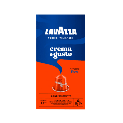 10 קפסולות לוואצה קרמה א גוסטו פורטה Lavazza Crema e Gusto Forte לנספרסו