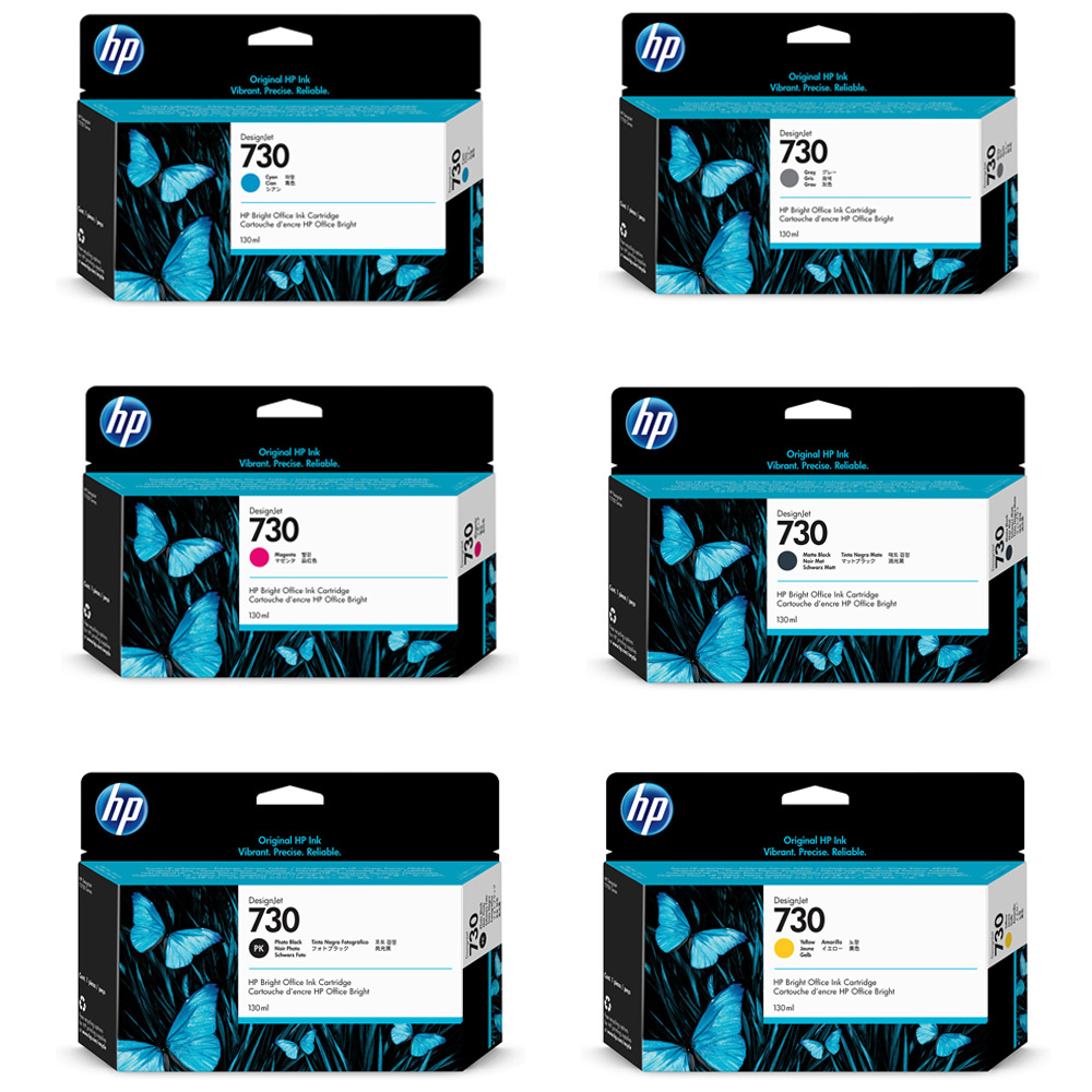 סט דיו מקורי שלם HP 730F 300-ml