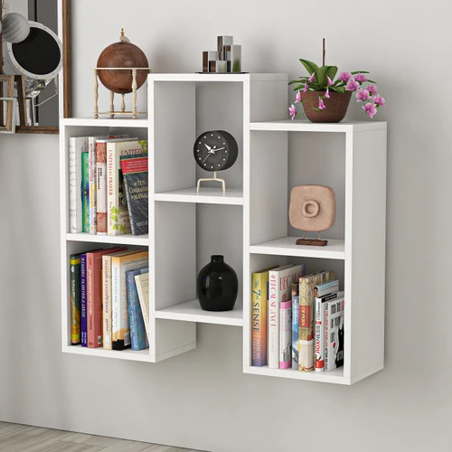 כוורת ספריה מעוצבת עם 6 תאים גוון לבן מט Tudo Design דגם FLEET WHITE
