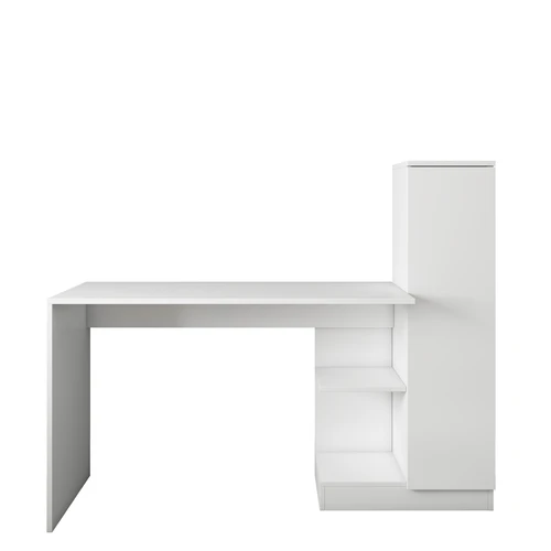 שולחן כתיבה עם ארונית צד ומדפים לבן שלג Tudo Design דגם בריסל