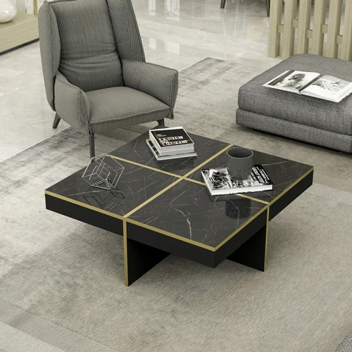 שולחן סלון יוקרתי במראה שיש שחור  Tudo Design  דגם אווה שחור