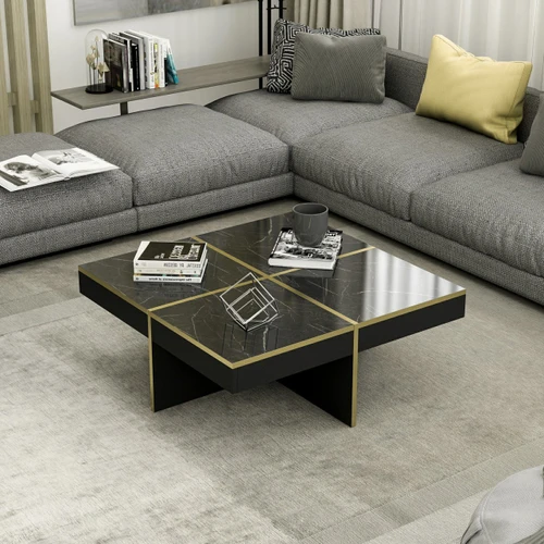 שולחן סלון יוקרתי במראה שיש שחור  Tudo Design  דגם אווה שחור