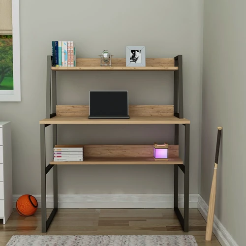 שולחן כתיבה דגם סיון בשילוב עץ וברזל מושחר Tudo Design