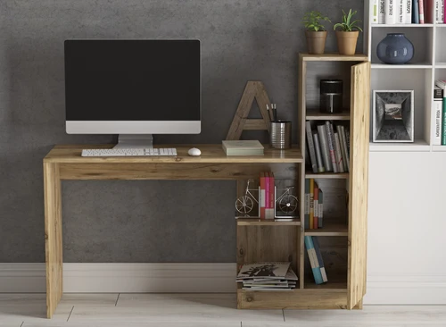 שולחן כתיבה עם ארונית צד ומדפים אטלנטי  דגם בריסל Tudo Design