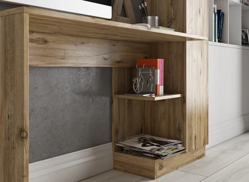 שולחן כתיבה עם ארונית צד ומדפים אטלנטי  דגם בריסל Tudo Design