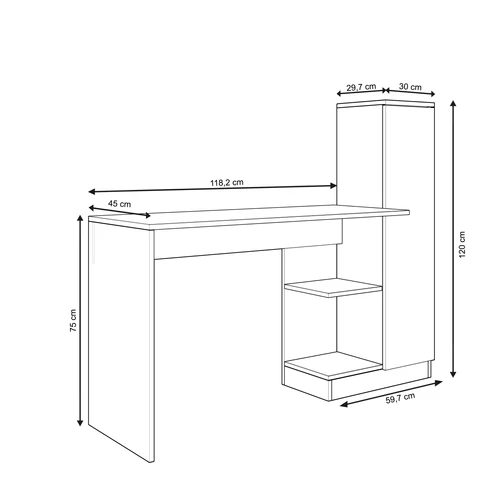 שולחן כתיבה עם ארונית צד ומדפים אטלנטי  דגם בריסל Tudo Design
