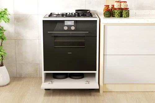 ארון לתנור בנוי וכיריים בצבע לבן דגם ערבה Tudo Design