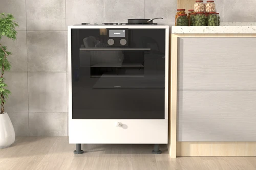 ארון לתנור בנוי וכיריים בצבע לבן דגם ערבה Tudo Design