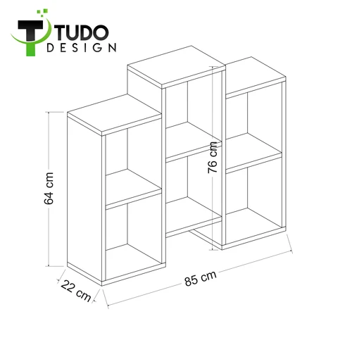 כוורת ספריה מעוצבת עם 6 תאים גוון אלון Tudo Design דגם FLEET