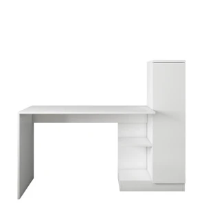 שולחן כתיבה עם ארונית צד ומדפים לבן שלג Tudo Design דגם בריסל